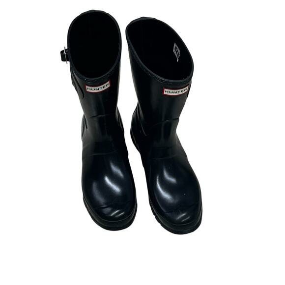 Hunter Original Short Black Gloss Waterproof Rain Boots Comfortable Black Size 9 - Picture 4 of 13